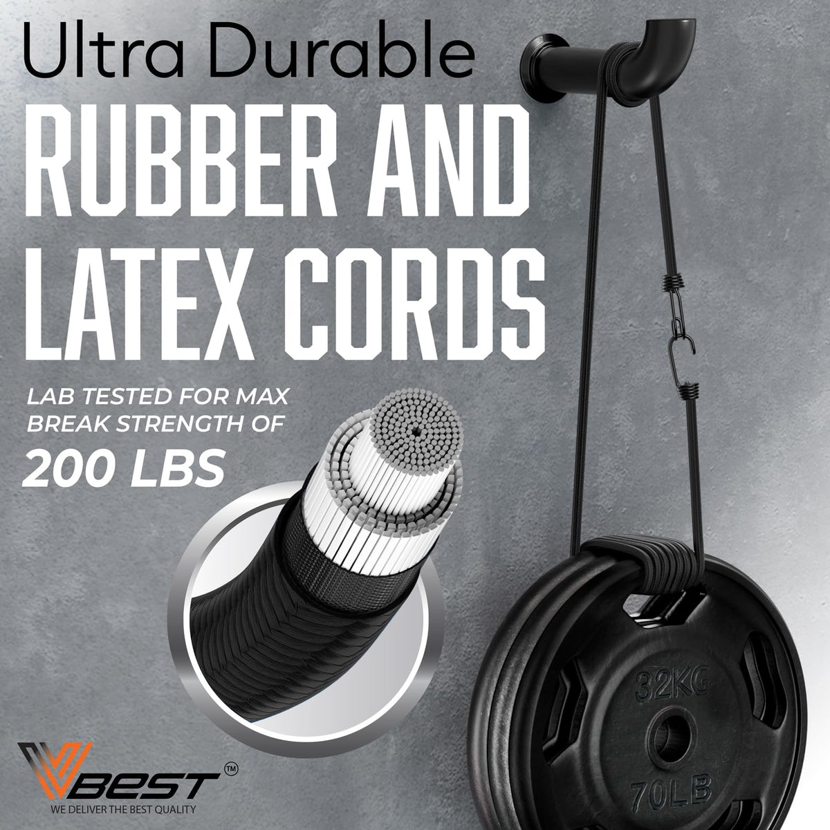 VBEST 8mm thick elastic cords provide strong tension