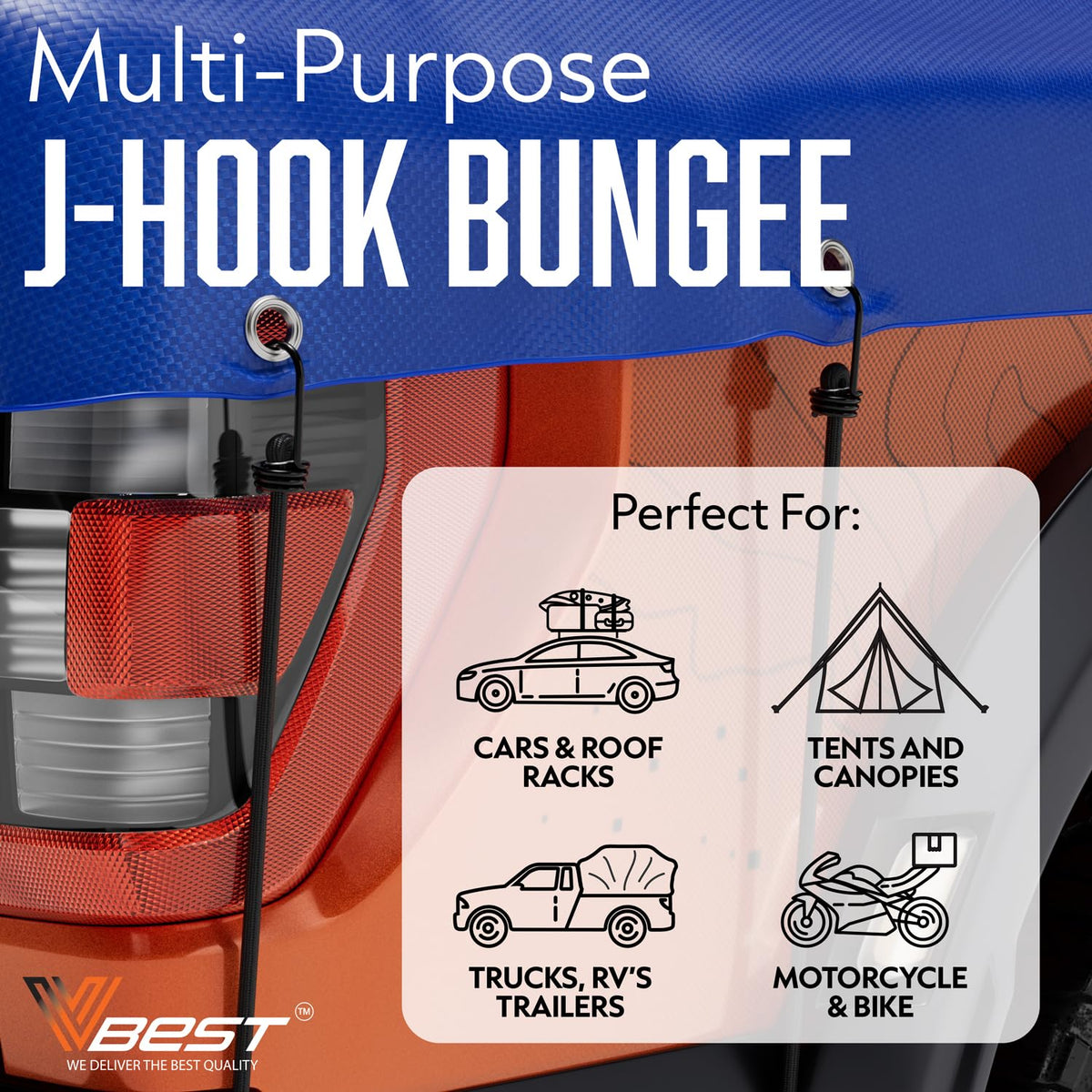 VBEST bungee cords hooks close-up showing durable hooks