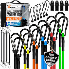 VBEST carabiner bungee cords 72in secure truck cargo with reliable stretch.