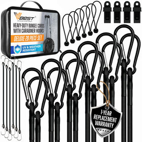 VBEST 72-inch bungee cord with carabiner, ready for cargo securement.