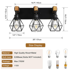 VbiTmn wall mount above mirror for symmetrical grooming lighting