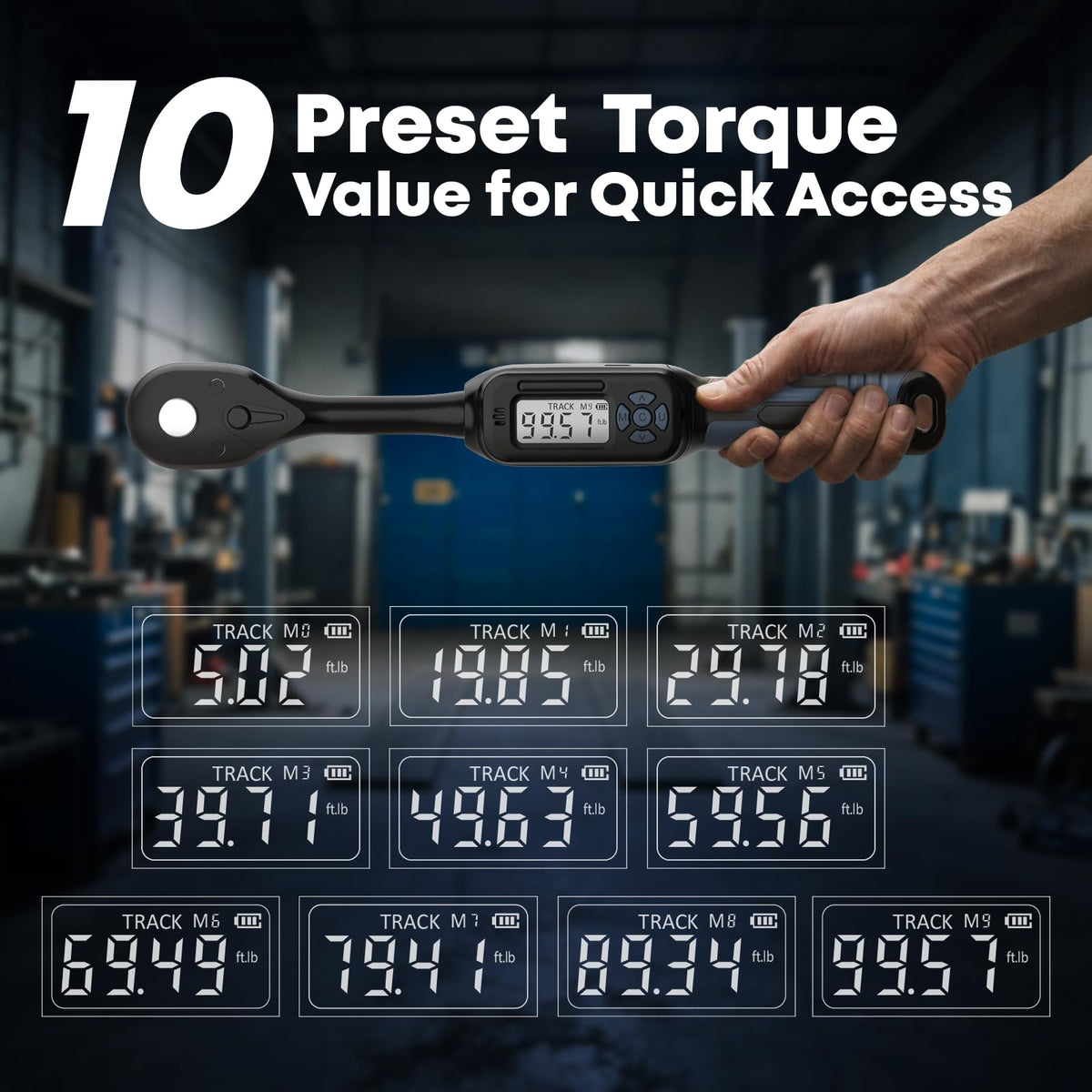 Torques and unit presets accessible via LED screen
