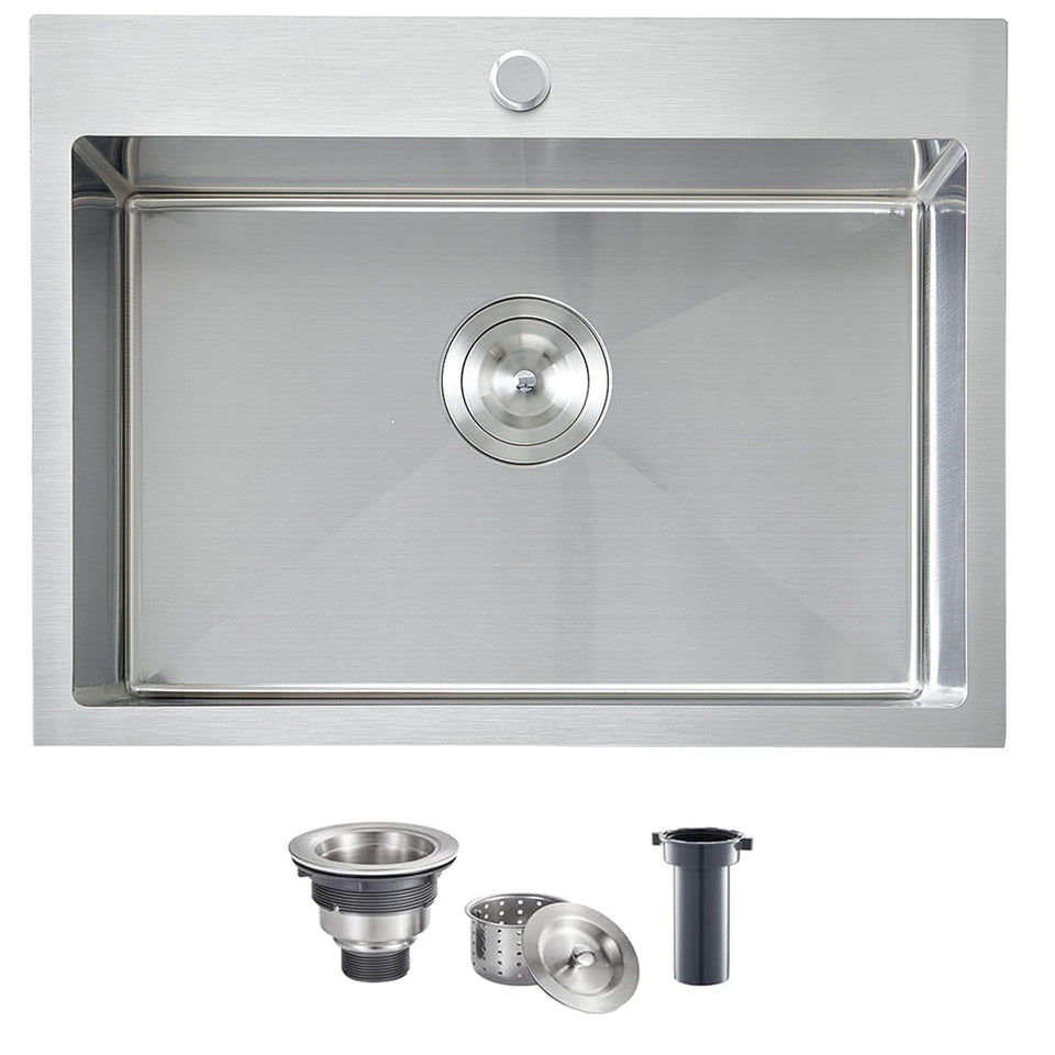 VCCUCINE 22x18 drop-in sink in brushed stainless for easy cleaning