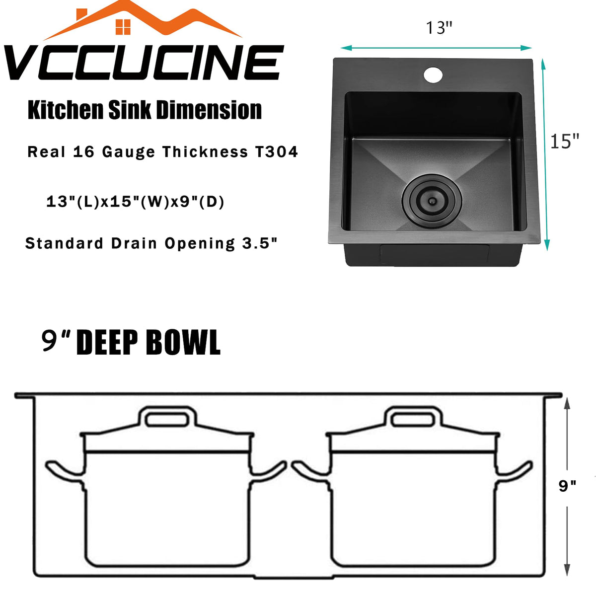 Drain assembly included with VCCUCINE gunmetal bar sink.