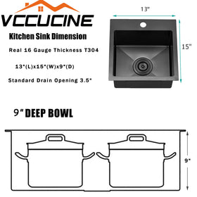 Drain assembly included with VCCUCINE gunmetal bar sink.