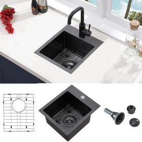 VCCUCINE gunmetal bar sink front view for compact RV kitchens.