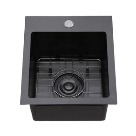 Installation-ready design for quick setup of VCCUCINE gunmetal bar sink.