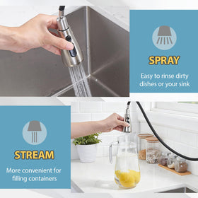 VCCUCINE pull-down wand with 17-inch hose reach enhances flexibility.