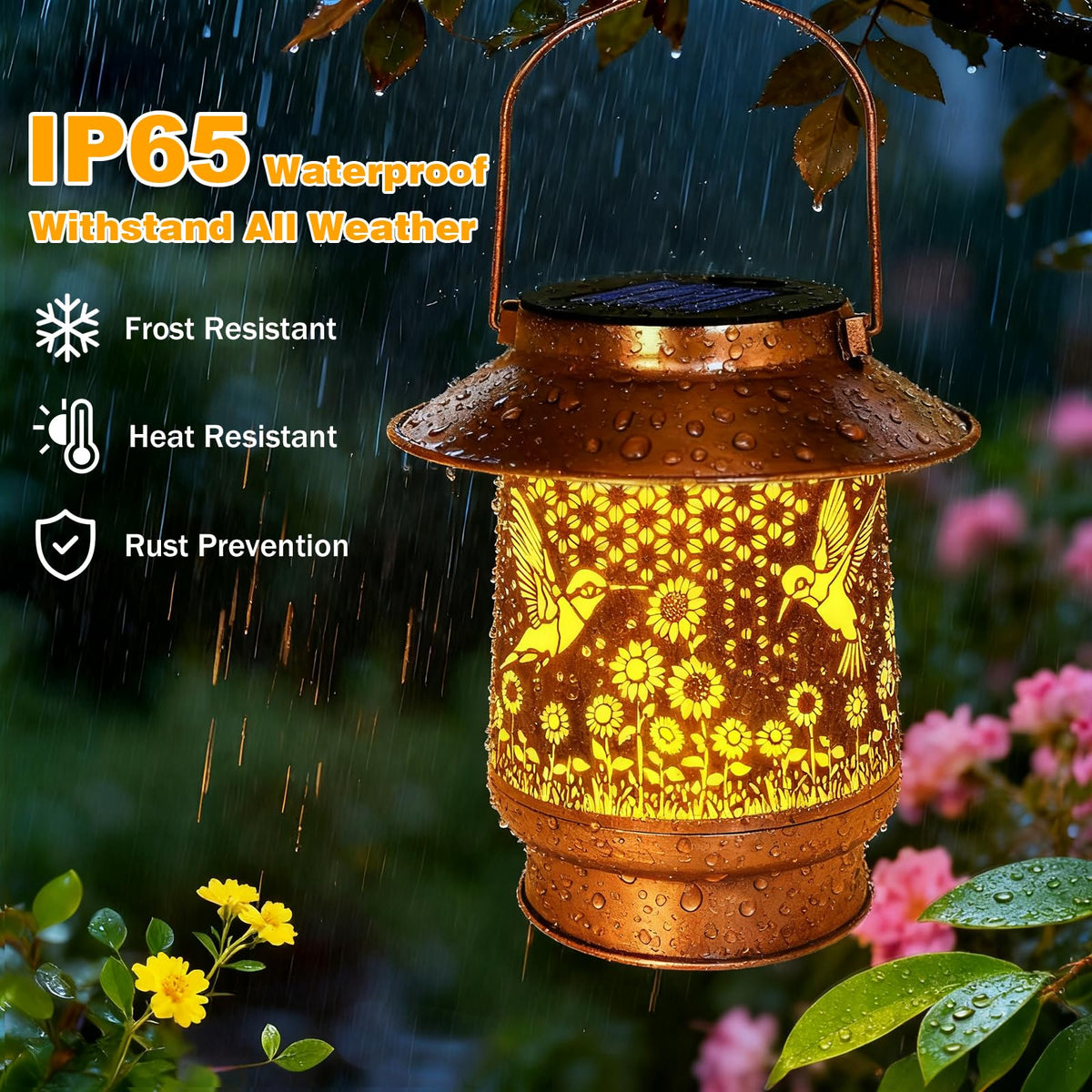 Vcdsoy brim-design lantern enhances waterproof performance in all weather.