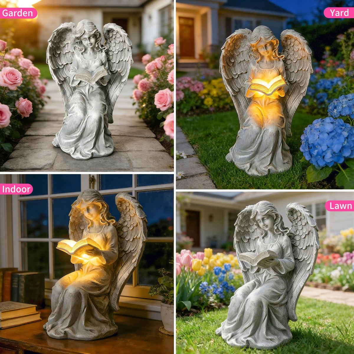 Vcdsoy solar-powered angel garden light ready for installation.