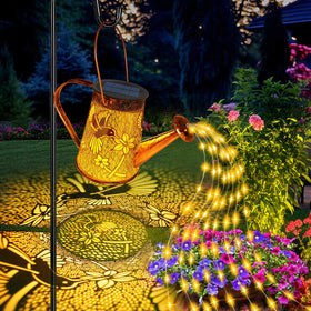 Vcdsoy solar watering can light hanging with warm glow for outdoor ambiance