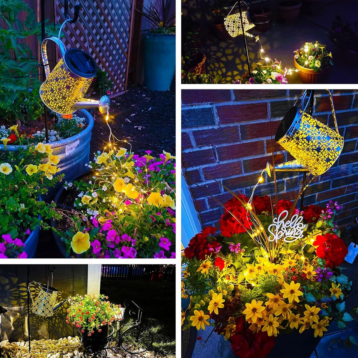 Vcdsoy solar watering can lights LED flow wire creates whimsical patterns
