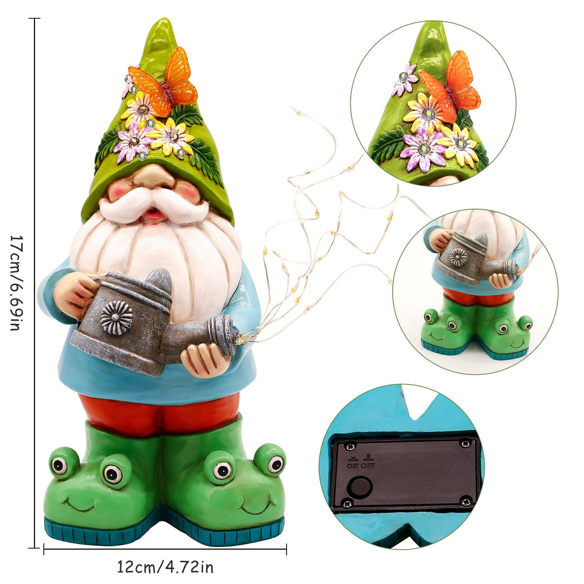 Vcdsoy weatherproof garden gnome statue in resin withstands rain.