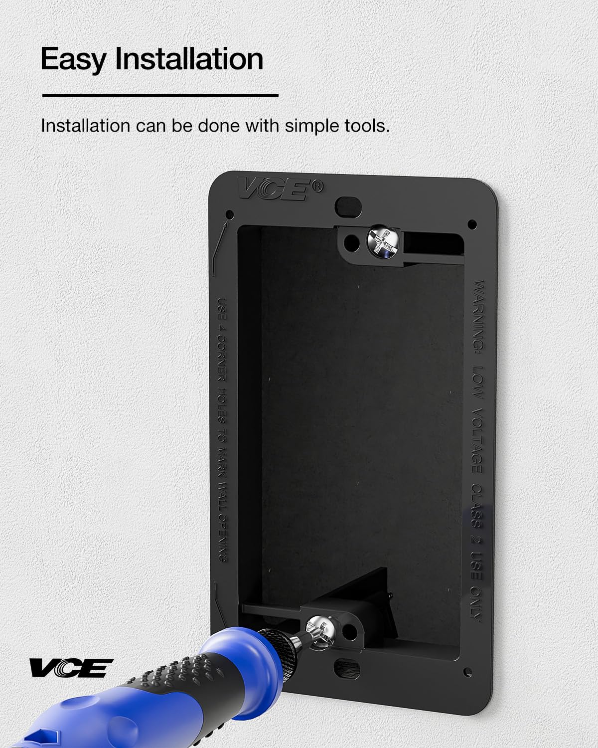 VCE flush-mount bracket integrated into wall for a clean look.