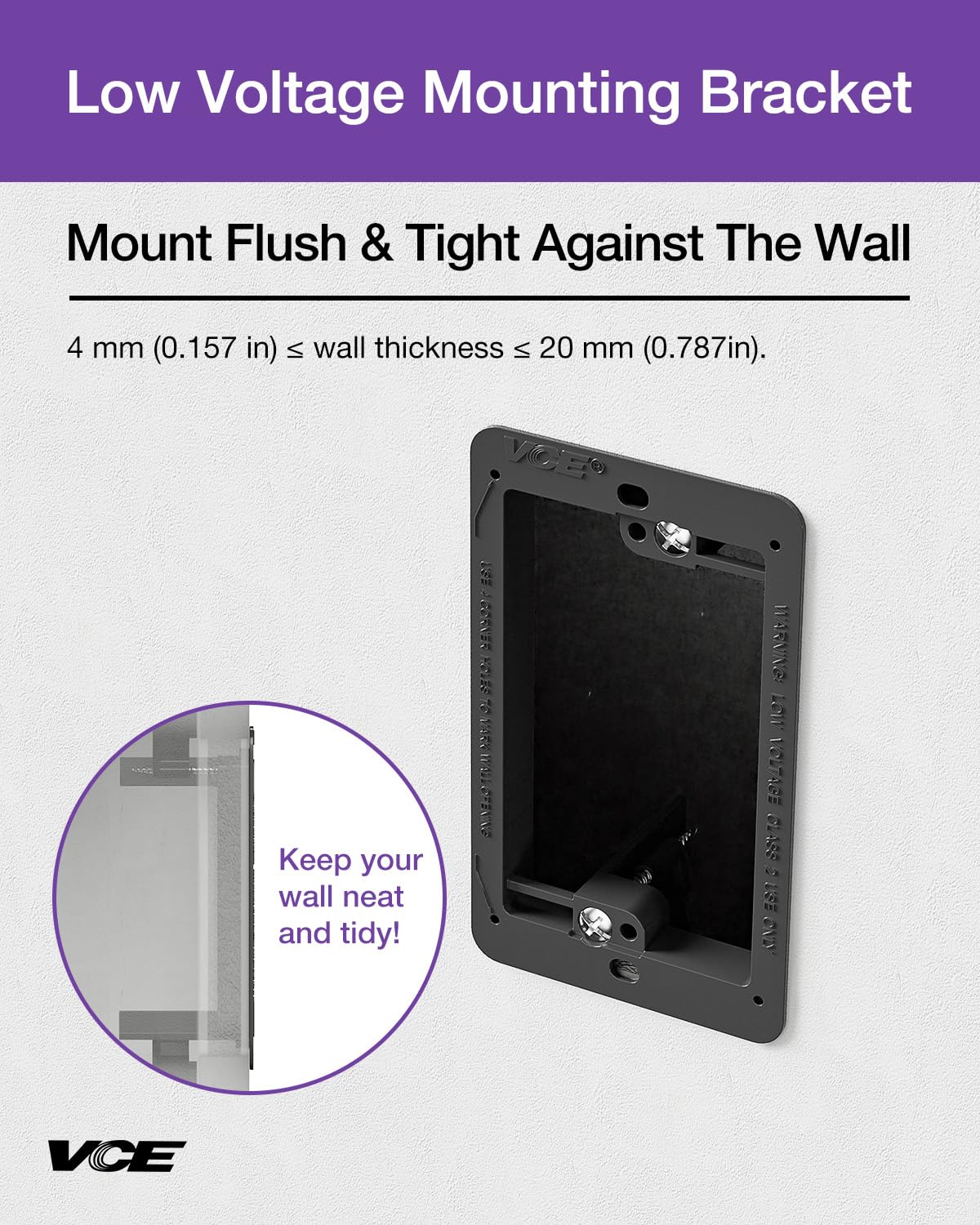 VCE bracket with wall hole-marking image for quick setup.