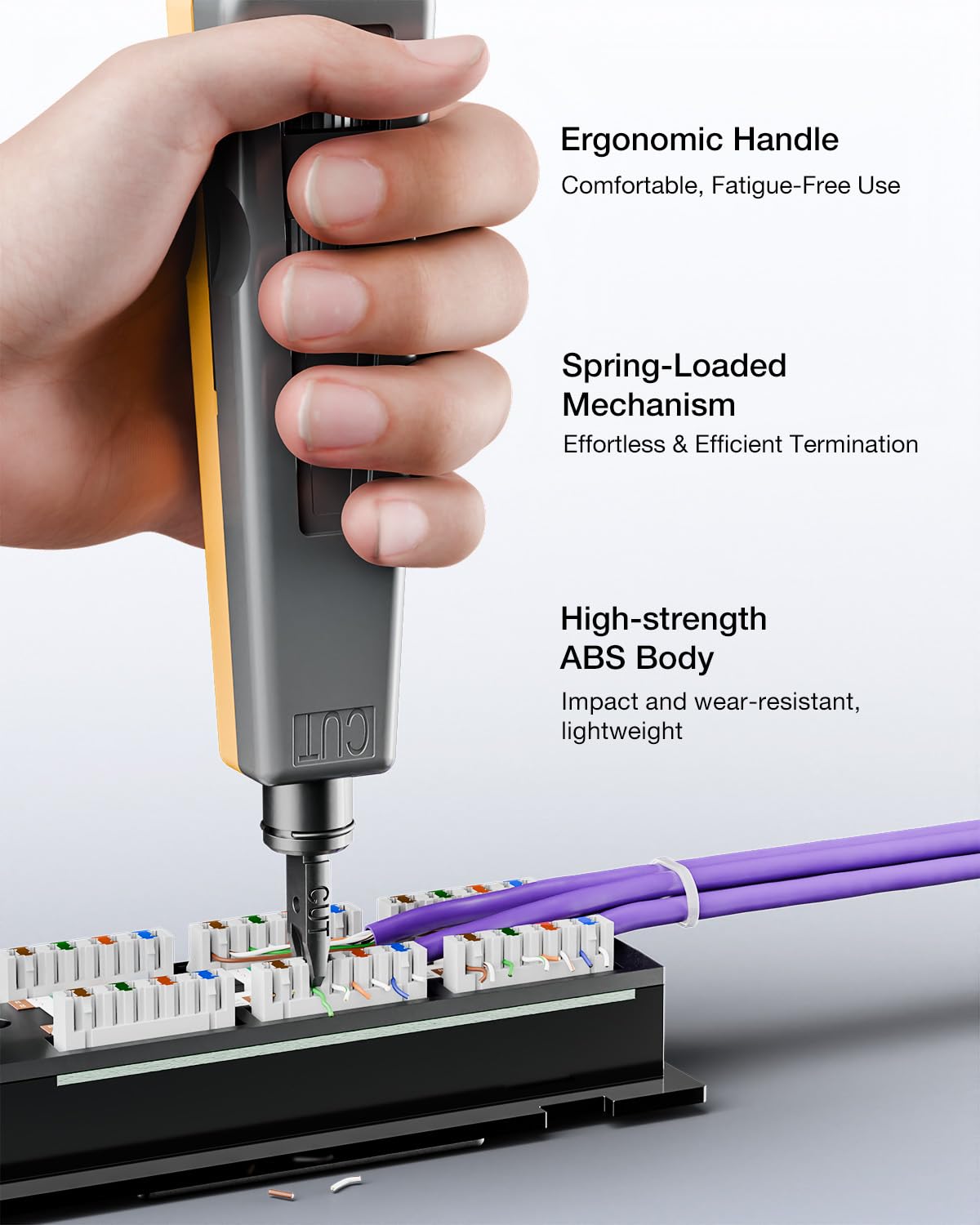 VCELINK mini wire stripper included for fast prep before punching down