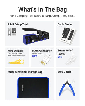 VCELINK RJ45 crimp tool kit crimper close-up shows precise, easy crimping.