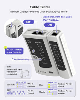 VCELINK RJ45 crimp tool kit strain relief boots ensure durable terminations.