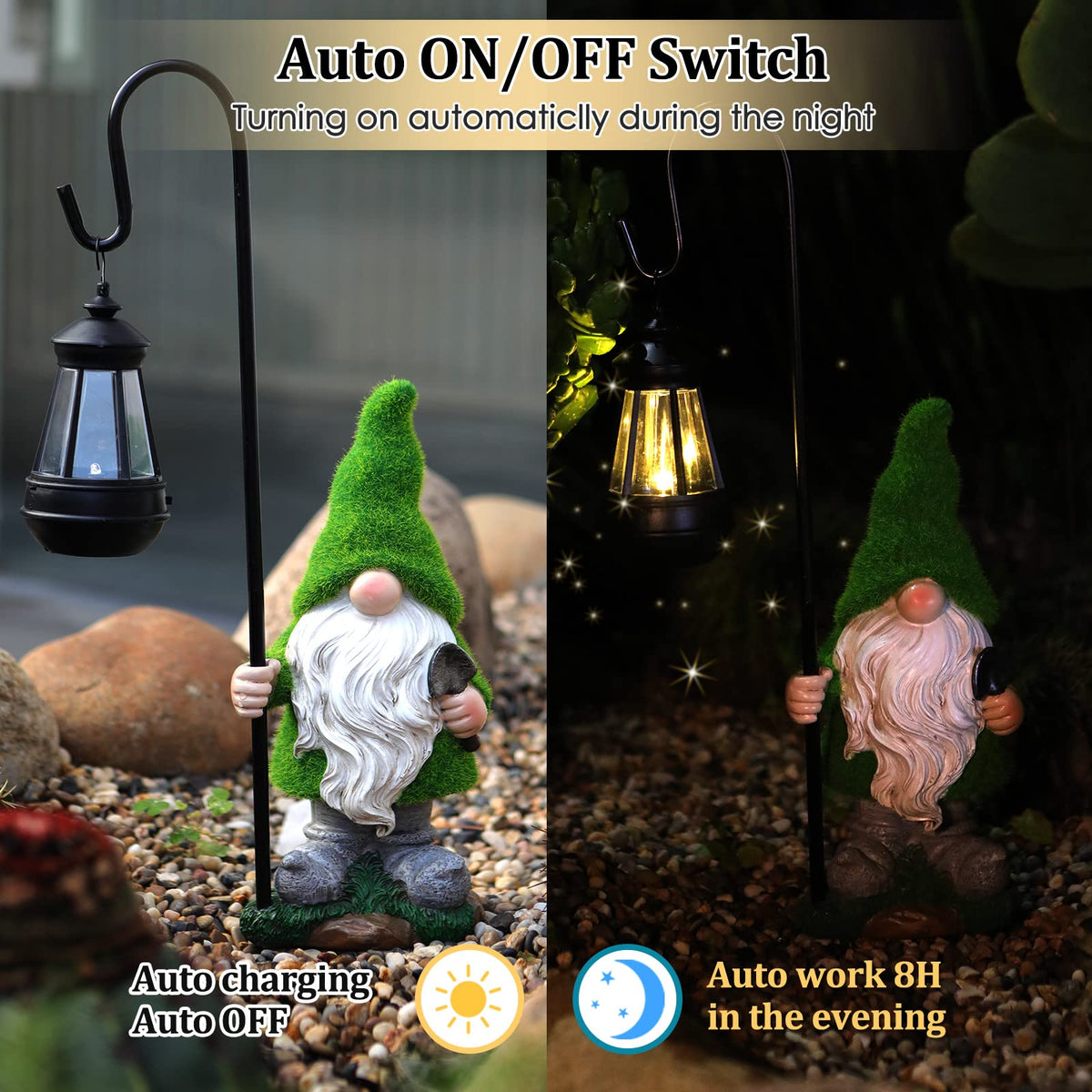 VChymm garden gnome with detailed flocked finish.