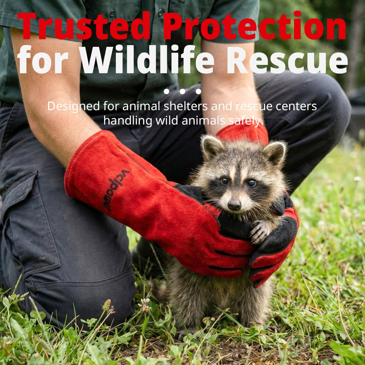 vclpower Animal Handling Gloves double leather palm enhances grip during demanding tasks