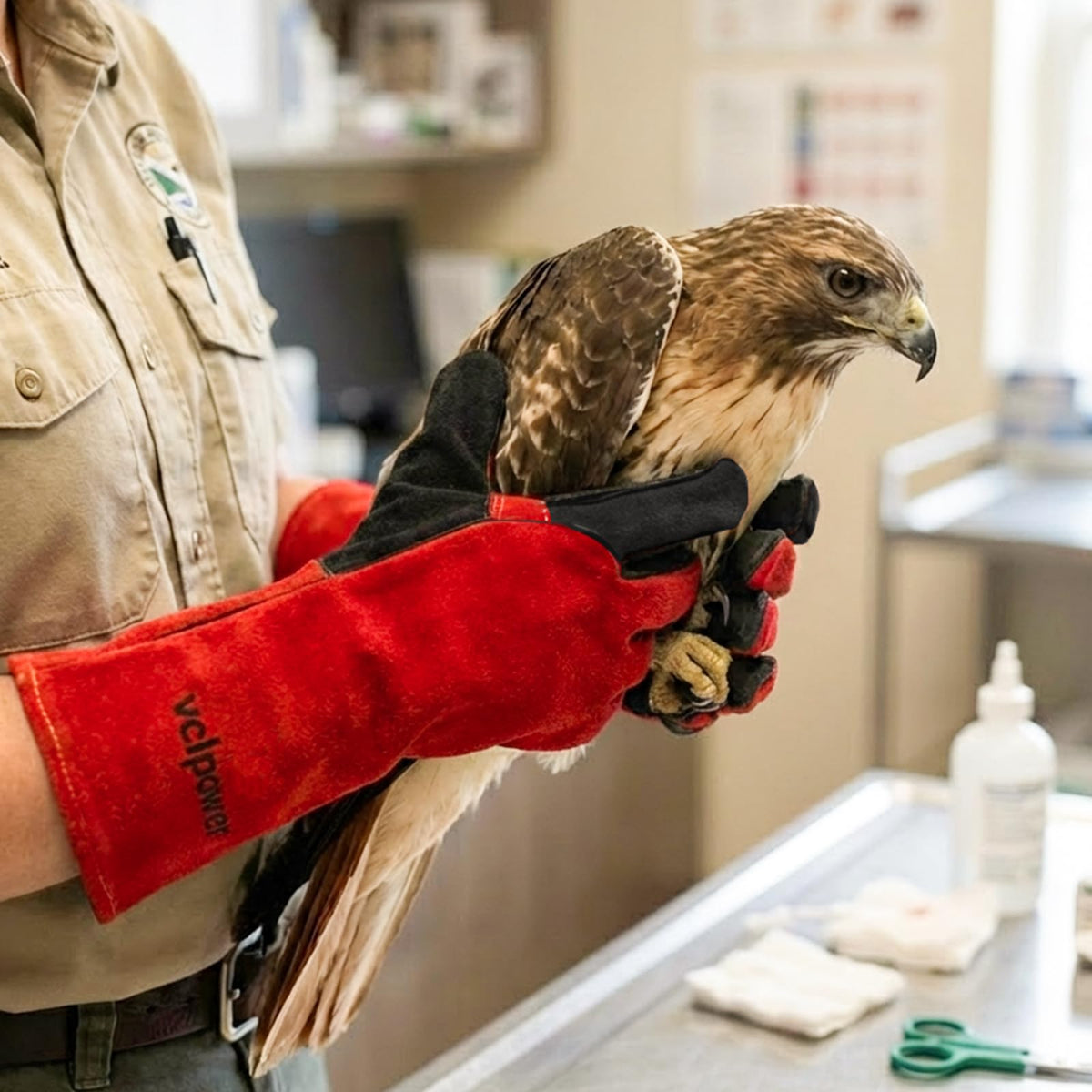 vclpower Animal Handling Gloves puncture-resistant cowhide defends against sharp bites