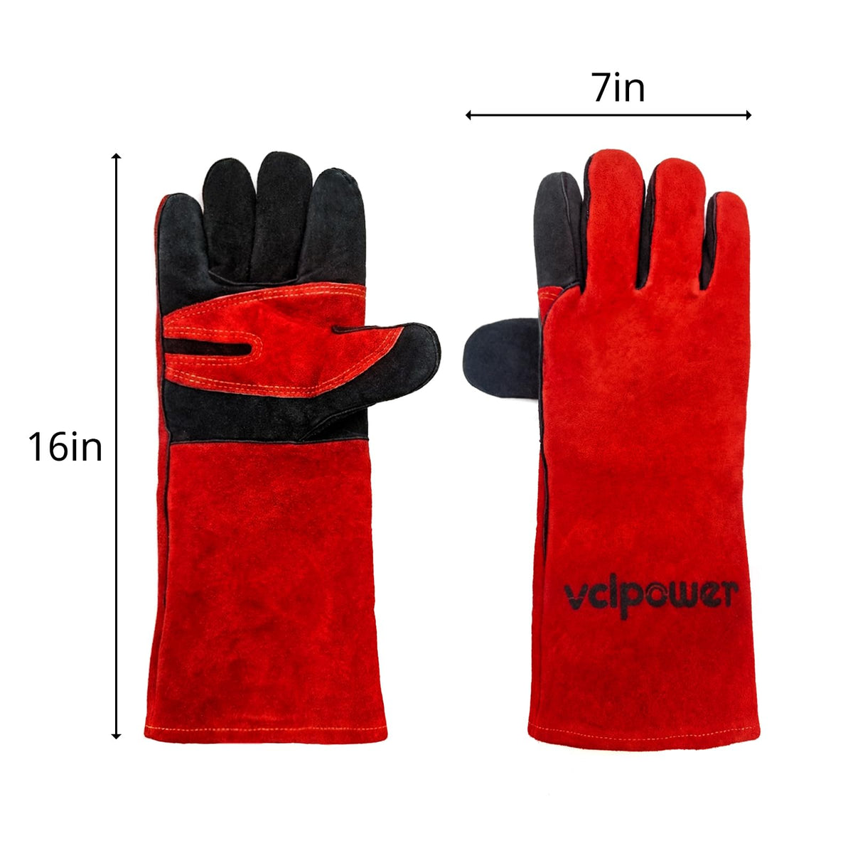 vclpower Animal Handling Gloves red and black design for professional use