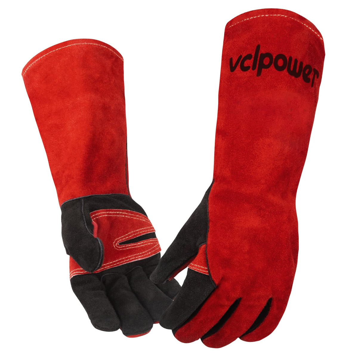 VCLPower welding gloves with extended 16-inch sleeve for forearm protection during high-heat tasks