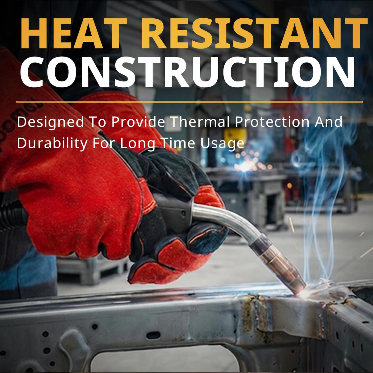 VCLPower cowhide leather welding gloves offer rugged durability against sparks and abrasions