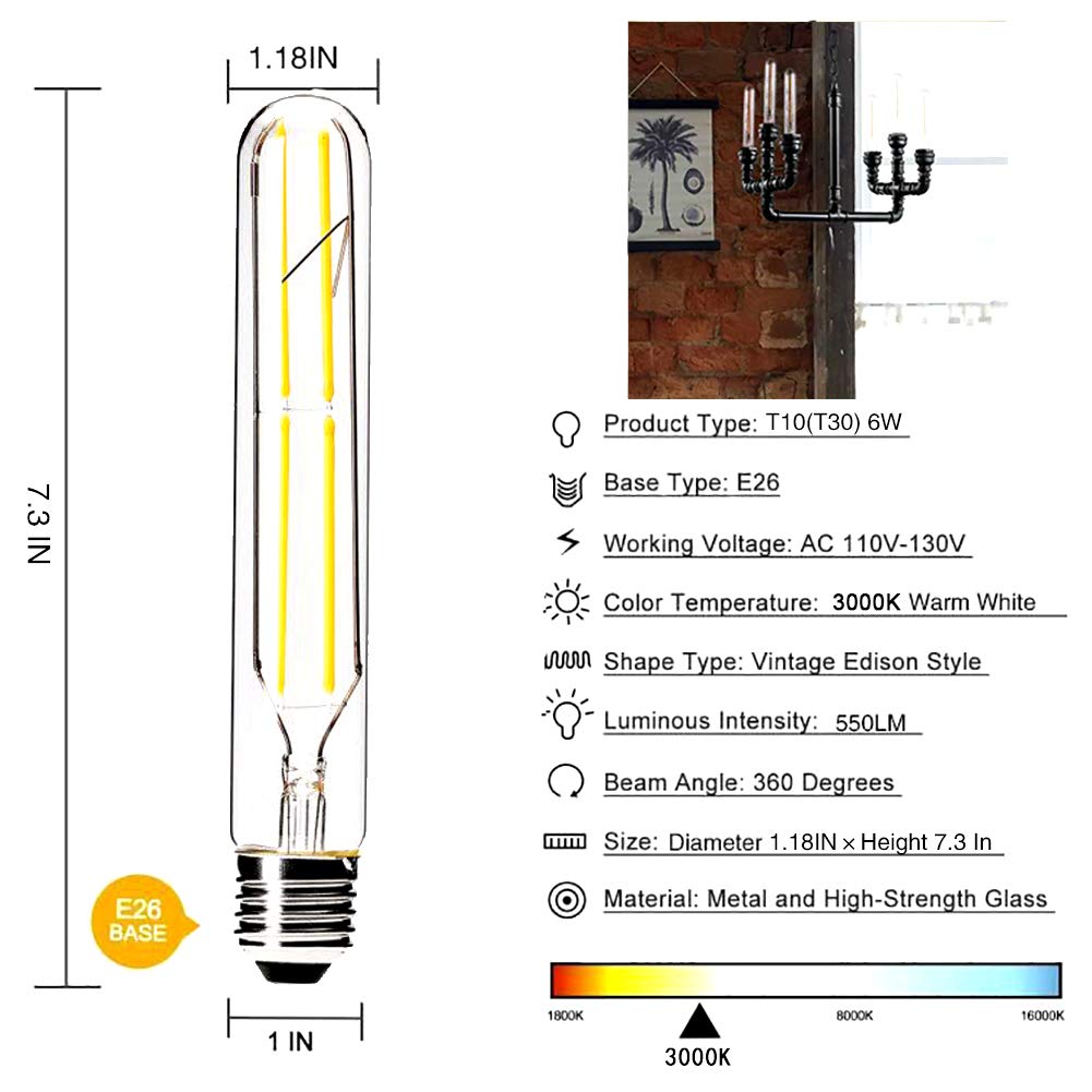 VCTC Lighting E26 base compatibility suits most dimmer setups.