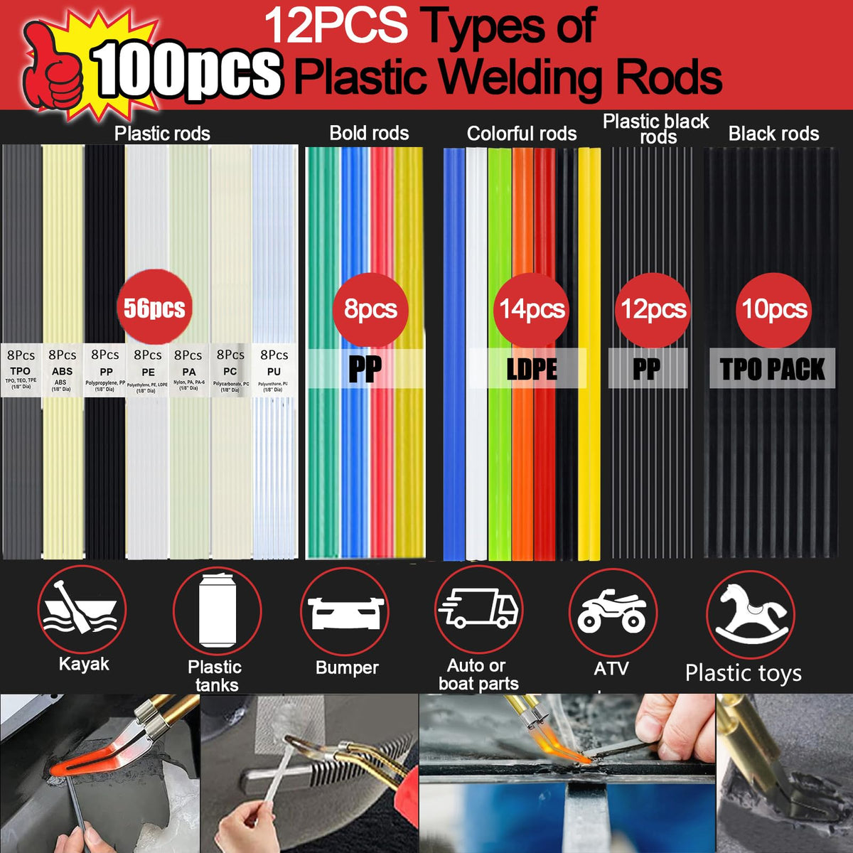 VCSELITY ABS/PP/TPO plastic rods for diverse repairs