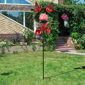 VCUTEKA Cardinal crackle-glass lamp provides a vintage glow for outdoor spaces.
