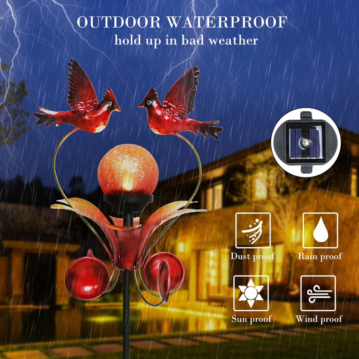 VCUTEKA Cardinal solar lamp installs easily without wiring.