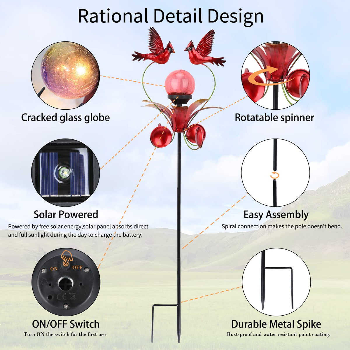 VCUTEKA Cardinal glass globe offers diffuse light for soft ambience.