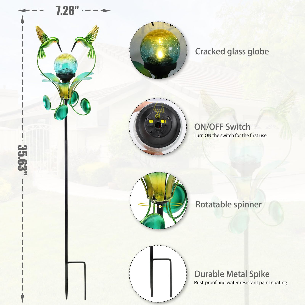 VCUTEKA waterproof solar panel powers the glow without wiring.
