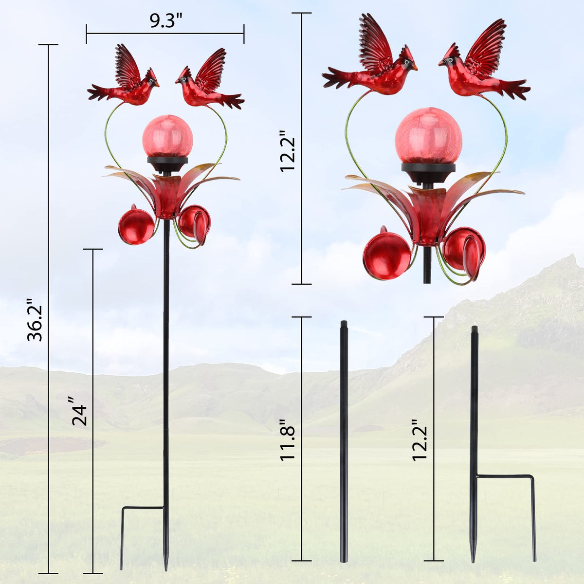 VCUTEKA Cardinal lantern adds charm to patios, lawns, and walkways.