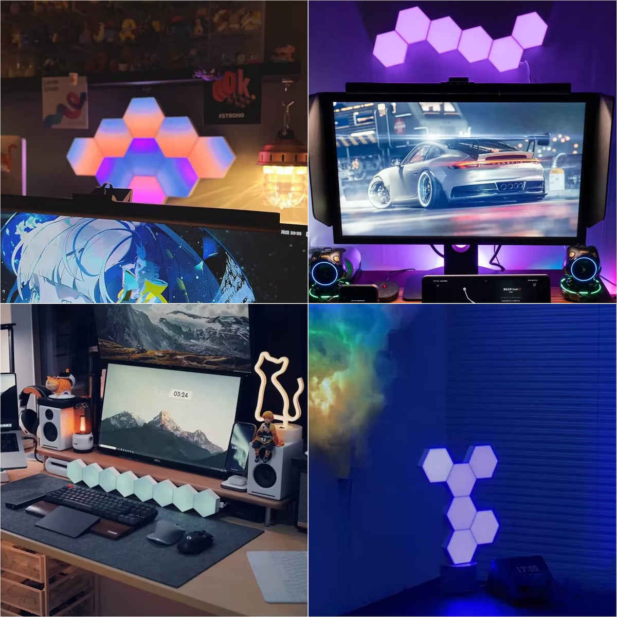 Vcwtty hexagon lights create ambient room lighting for games and relaxation.