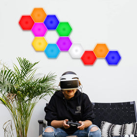 Vcwtty hexagon lights USB-powered panels for simple plug-and-play setup.