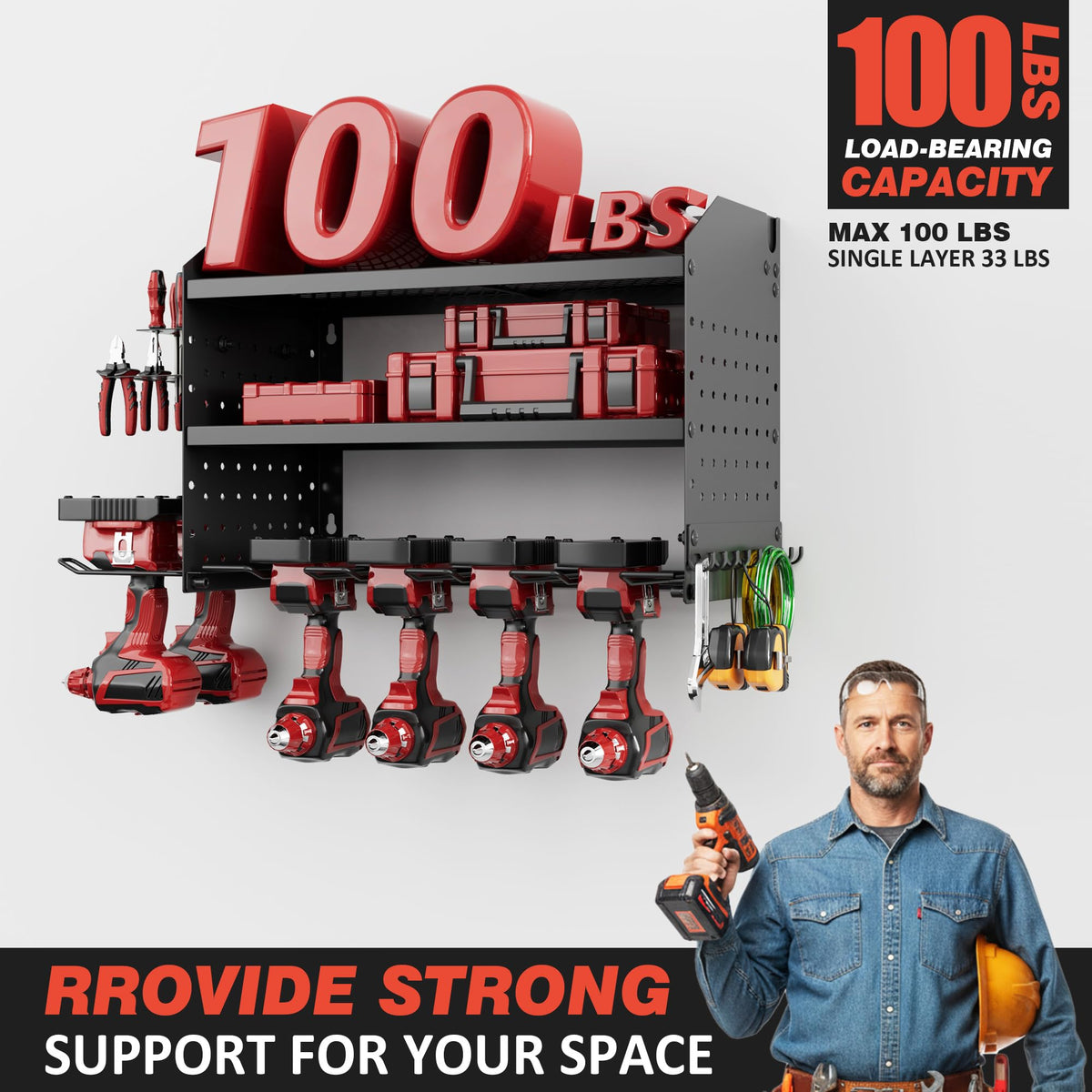 VDEVY adjustable side panels adapt to different tool sizes