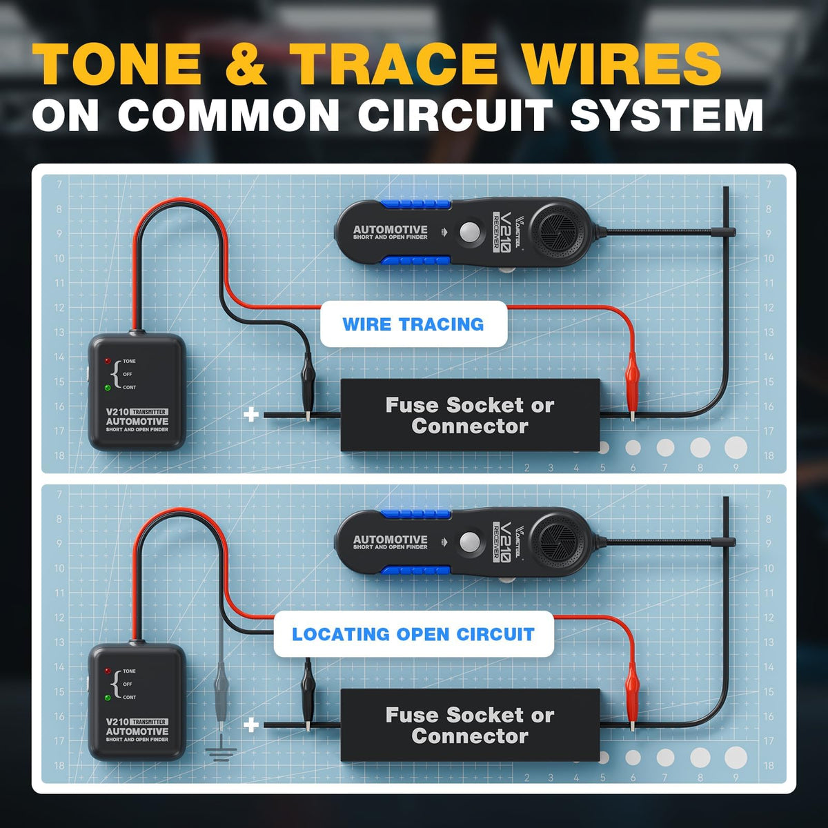VDIAGTOOL V210 7-inch probe reaches tight spaces during tracing tasks.