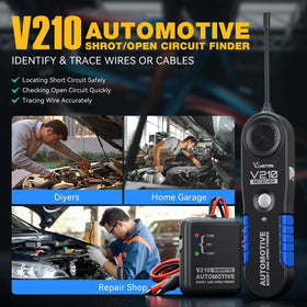 VDIAGTOOL V210 receiver LEDs help pinpoint open or short conditions in wiring.
