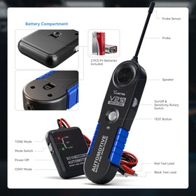 VDIAGTOOL V210 powered by two 9V batteries for portable field use.