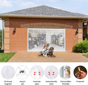 Veanusiver garage screen door in open position showing hands-free entry and airflow