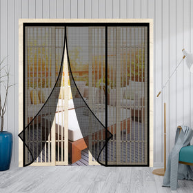 Veanusiver magnetic screen door installed on door frame enabling hands-free entry
