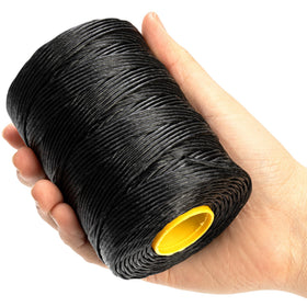VEAPILS black waxed twine 660ft roll demonstrates heavy-duty strength for outdoor bundling.