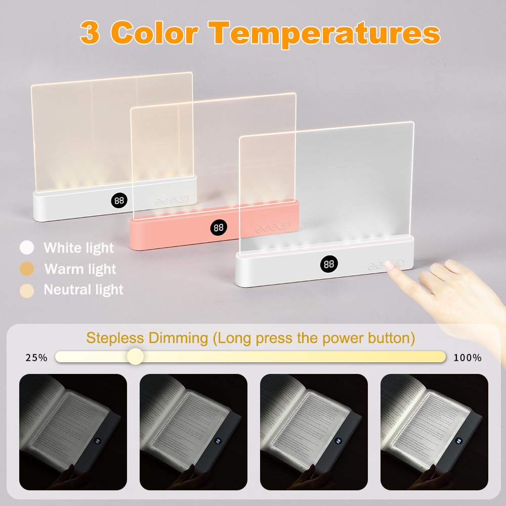 VEEKI Book Light dimmable brightness delivers customizable comfort during study or reading