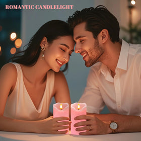 VEEKI pink flameless candles battery compartment powered by two AAA batteries per candle.