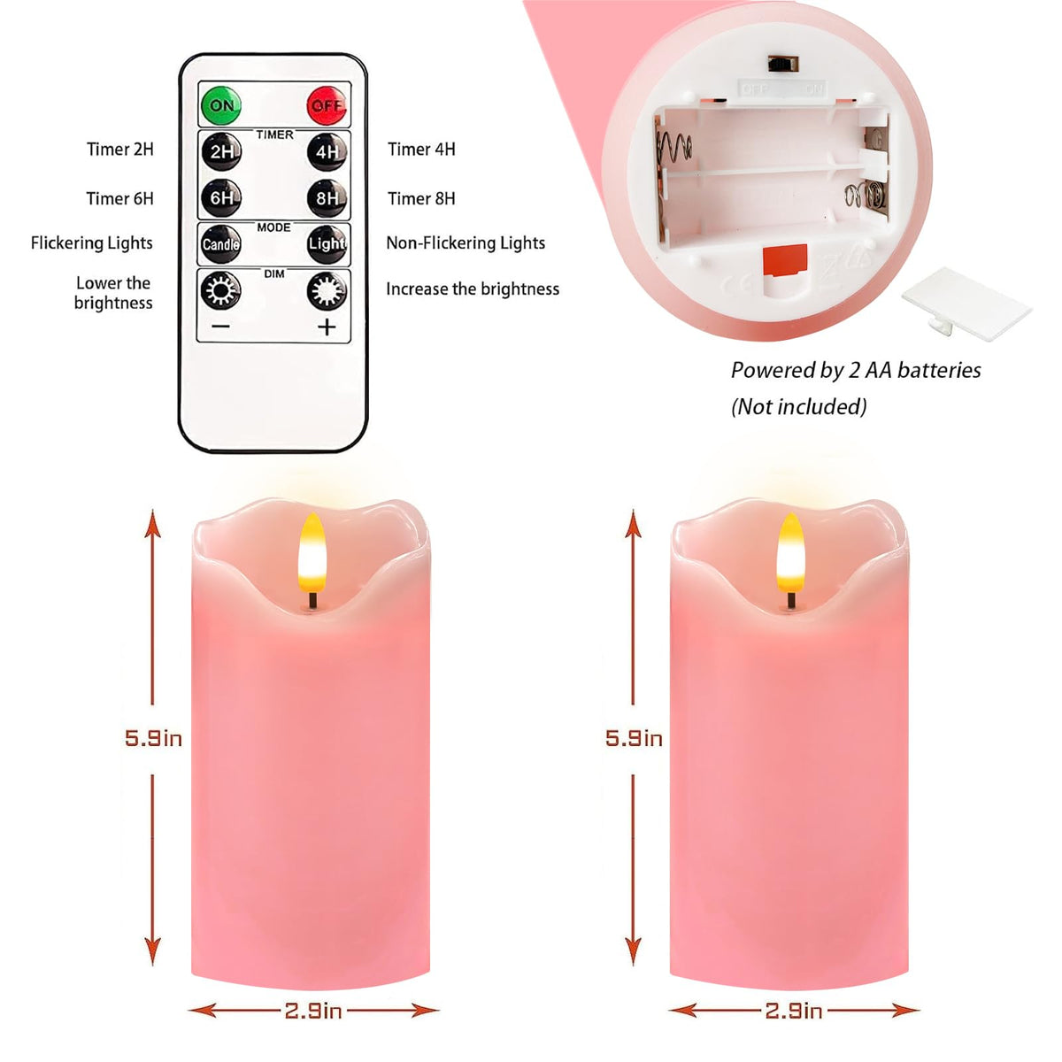 VEEKI pink flameless candles gift packaging ready for gifting.