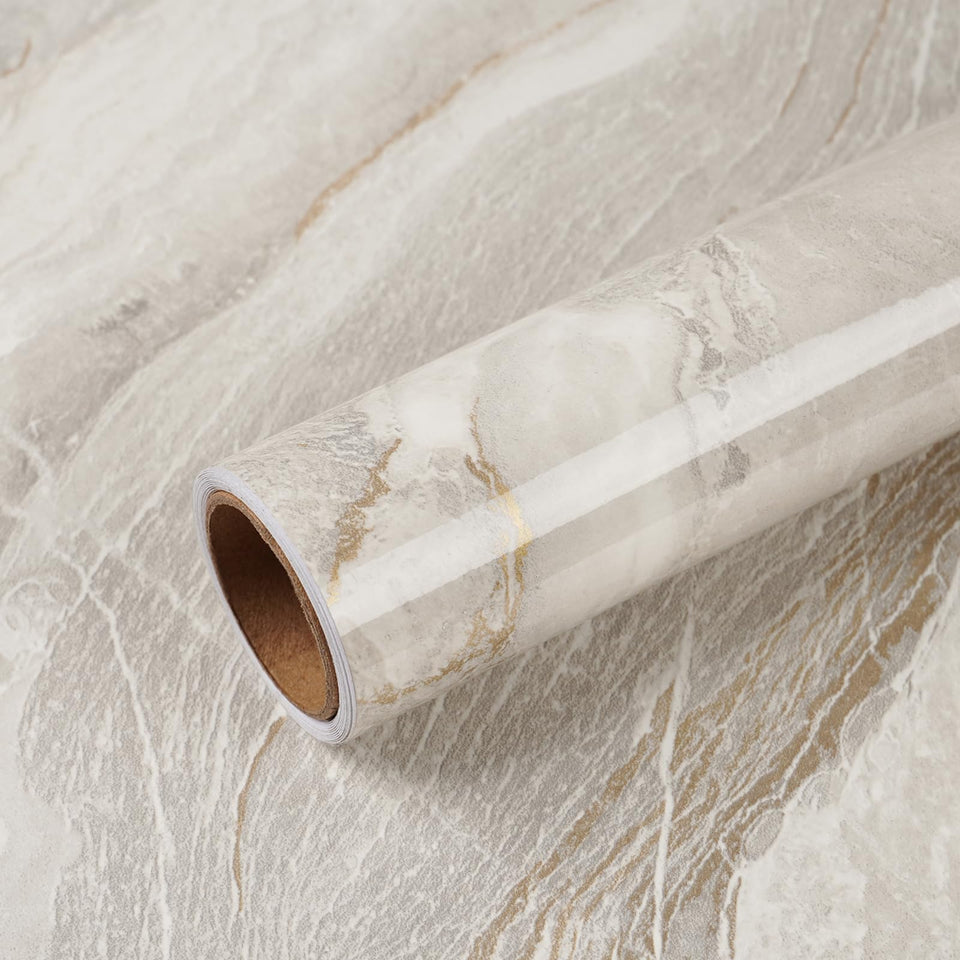 VEELIKE glossy beige gold marble countertop roll demonstrating luxurious finish for countertops.