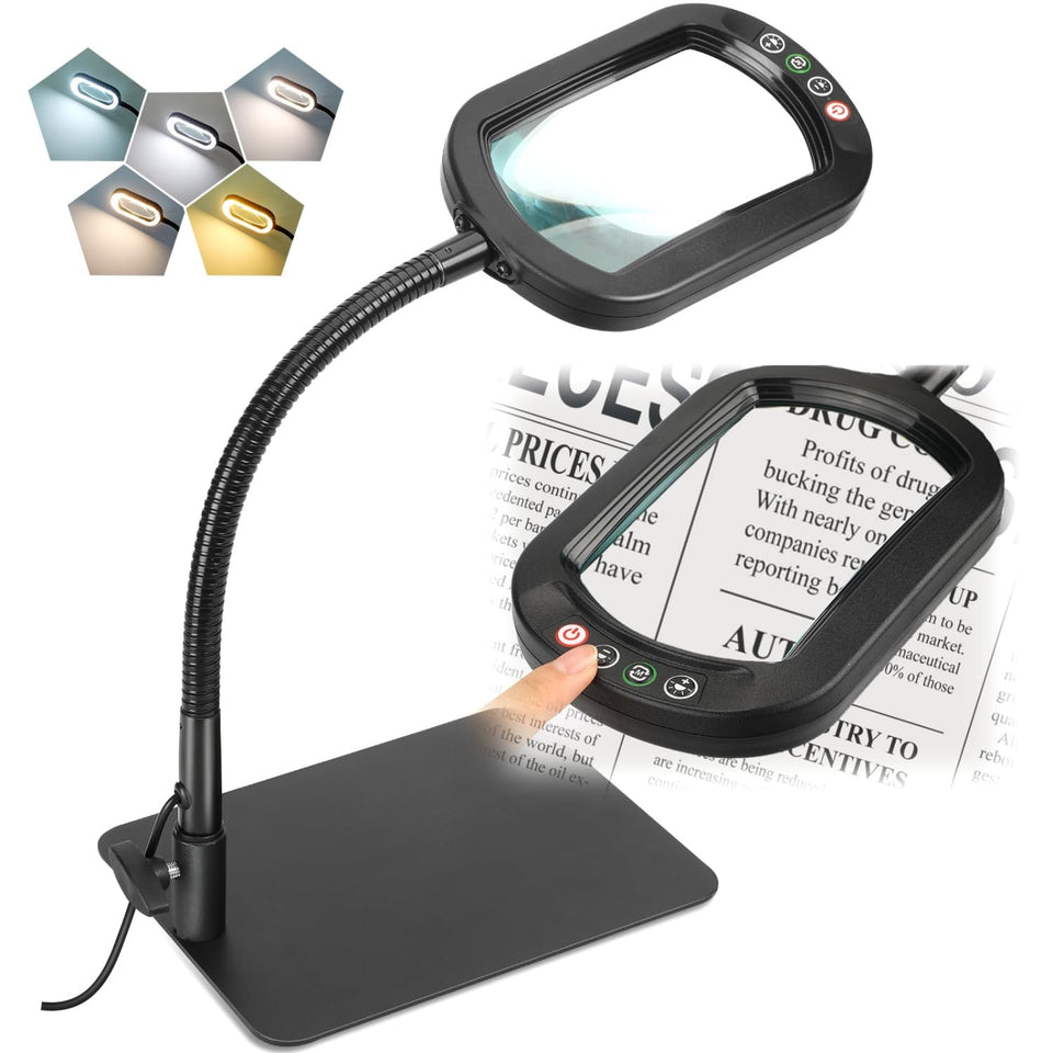 Veemagni 10X rectangle magnifier lamp with square lens for precise close-up viewing.