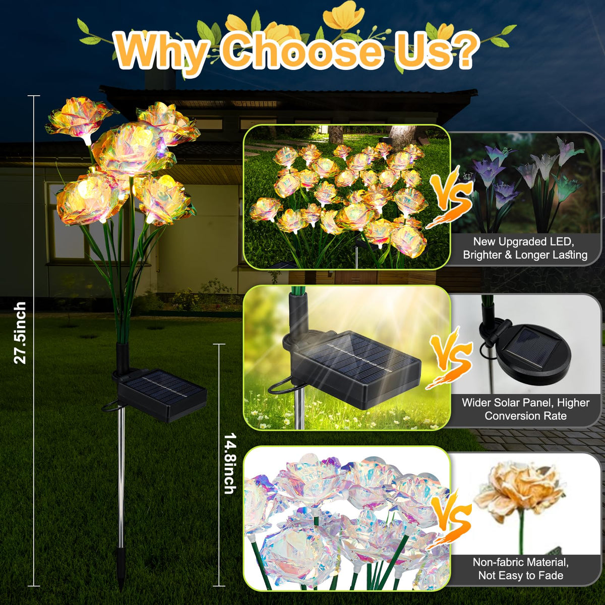 Veeool brighter adjustable flowers guide outdoor decor